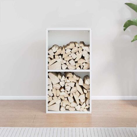 Leñero blanco 40x30x75 cm Acero laminado en frío vidaXL