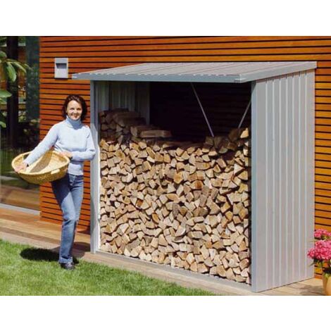 LEÑERO CASETA METALICA BIOHORT JARDIN WOODSTOCK 300 COLOR PLATA