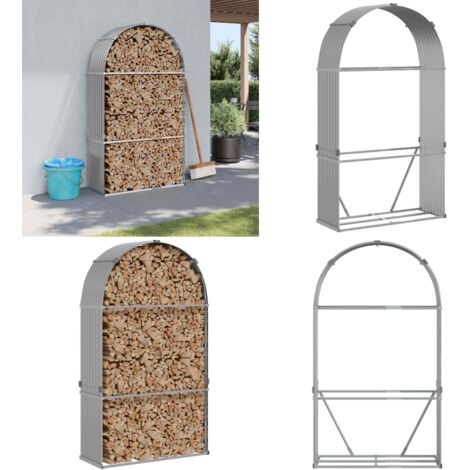 Leñero de acero galvanizado gris claro 120x45x210 cm - Almacenamiento de leña - Leña