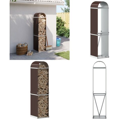 Leñero de acero galvanizado marrón 40x45x170 cm - Leñero - Chimenea