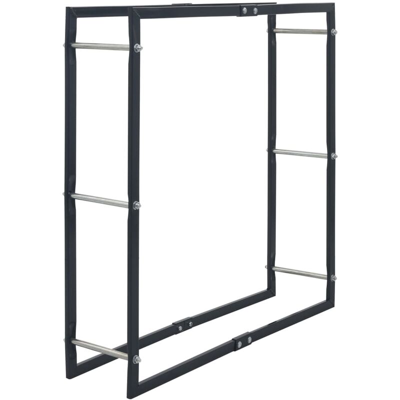 

vidaXL Leñero de acero negro 100x25x100 cm - Negro