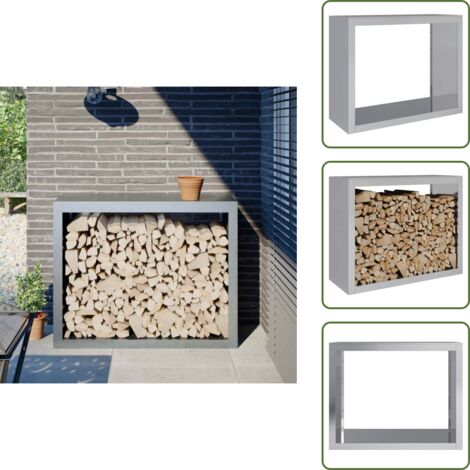Leñero de acero - vidaXL Leñero acero galvanizado 100x40x80 cm - Leñero galvanizado