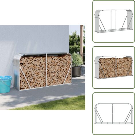 Leñero de acero - vidaXL Leñero de acero galvanizado plateado 180x45x100 cm - Leñero exterior