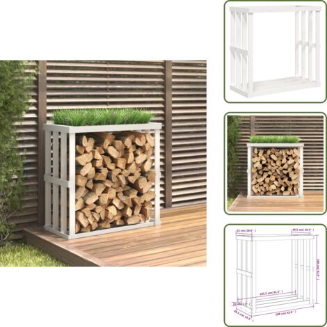 Leñero de pino - vidaXL Soporte para leña de exterior madera pino blanco 108x52x106 cm - Almacenamiento de leña