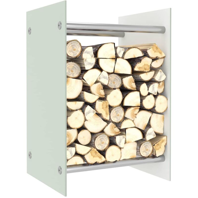 

Leñero de vidrio blanco 40x35x60 cm