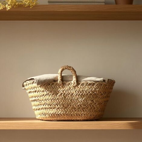 LEÑERO ESPARTO ASAS FORRO SICILIA 55X40X22 CM D&L