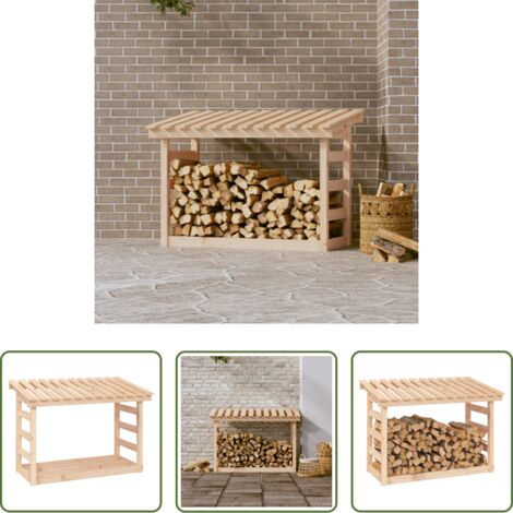 Leñero -  Leñero de madera maciza de pino 108x64,5x78 cm