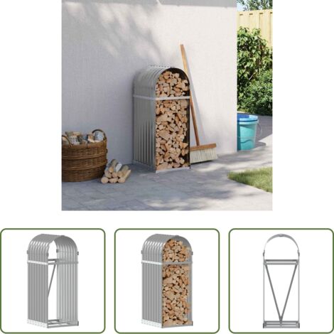 Leñero para chimenea -  Leñero de acero galvanizado gris claro 40x45x100 cm