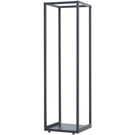 Leñero para uso en interiores y exteriores soporte para leña de diseño soporte para almacenamiento de leña 35 x 35 x 120 cm acero lacado en negro 030006294