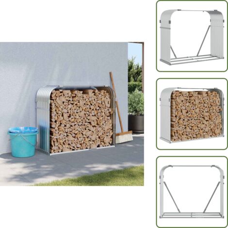 Leñero plateado - vidaXL Leñero de acero galvanizado plateado 120x45x100 cm - Leñero exterior
