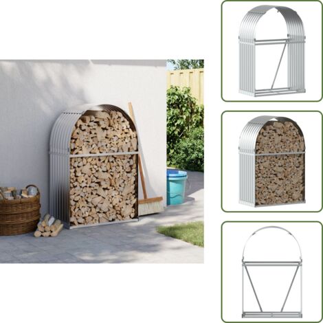 Leñero plateado - vidaXL Leñero de acero galvanizado plateado 80x45x120 cm - Leñero exterior