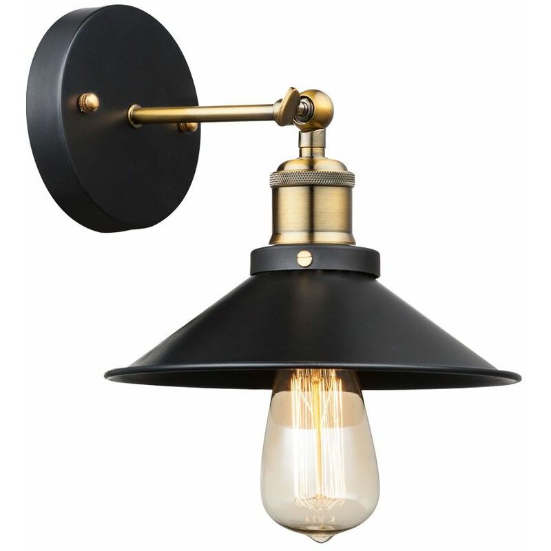 Image of Lampada da parete vintage stanza da lavoro lampada da ufficio in ottone antico nero regolabile Globo 15053W