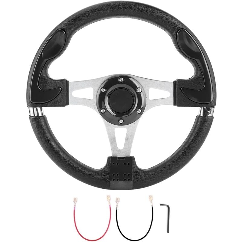 Image of Lenkrad, 12,5 Zoll Universal-Sportlenkrad für Autos mit Hupe für die meisten Fahrzeuge (SCHWARZ)