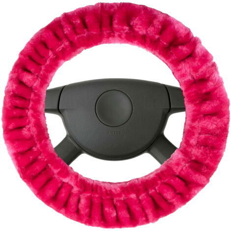 Lenkradhülle Teddy Plüsch, Vegane Lenkradhülle aus Kunstfell, Plüsch-Lenkradschoner  pink