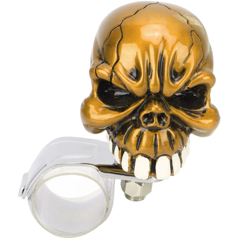 Image of Lenkradknauf in Totenkopfform, universeller Servolenkhebel für Autos, LKWs, Traktoren, Boote (Gelb)