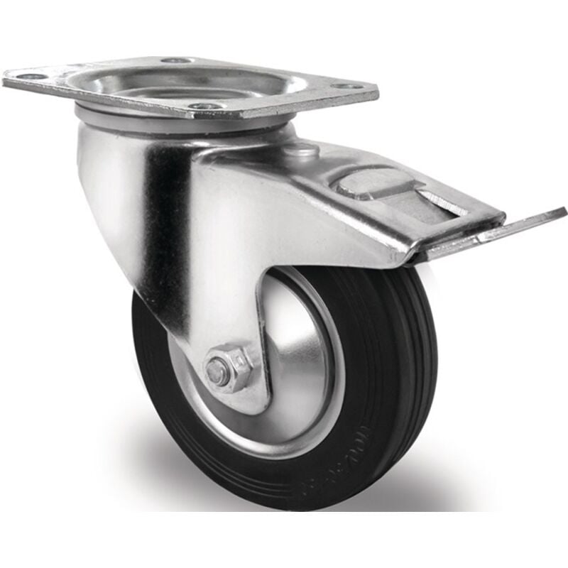 Image of Lenkrolle Rad-Ø 160 mm Tragfähigkeit 135 kg mit Totalfeststeller Vollgummi 135x110mm