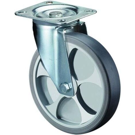 Lenkrolle D.250mm Trgf.300kg thermoplastisch Ku.Platte L135xB110mm BS ROLLEN
