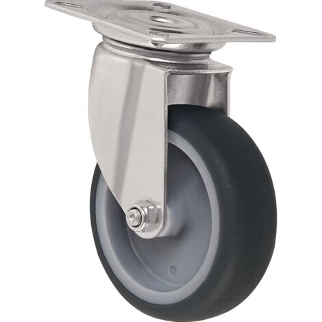 Lenkrolle D.50mm grau Trgf.50kg m.Platte TW