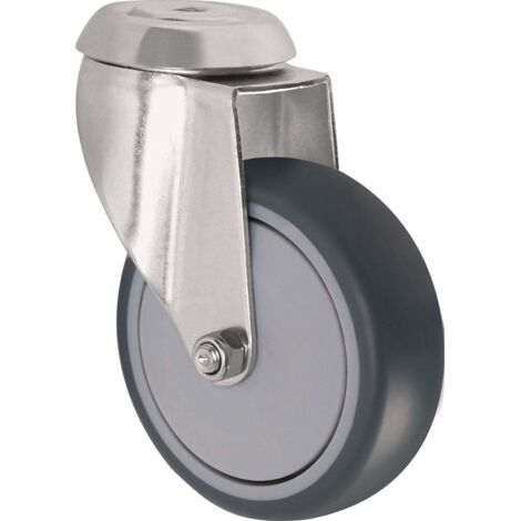 Lenkrolle D.50mm Trgf.50kg m.Rückenloch Kugell.Gum.grau TECWERK