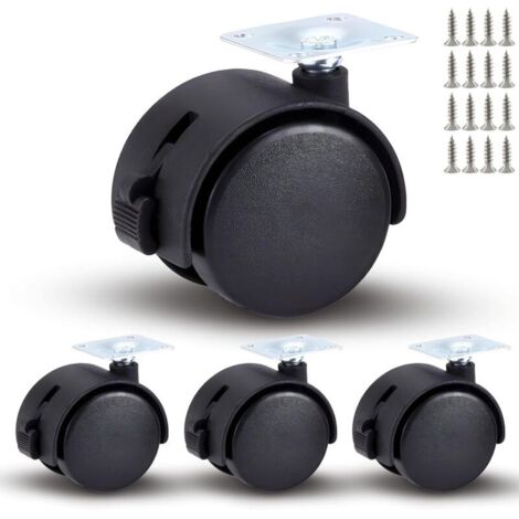 Lenkrolle für Möbel mit Bremse, Schwerlast-Lenkrolle, 4er-Set (1,5 Zoll)