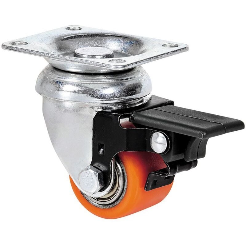 Image of Lenkrolle mit Platte und Feststeller, Kugellager, orange, max. Tragkraft 100 kg, ø 3,5 cm