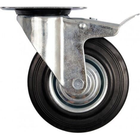 Lenkrolle mit schwarzem Gummi und Bremse 125 mm 87323 vorel