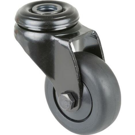 Lenkrolle Rad-Ø 50 mm Tragfähigkeit 50 kg mit Rückenloch Kunststoff Kugellager Gummi schwarz