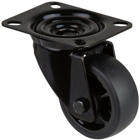 Lenkrolle Rad-Ø 80 mm Tragfähigkeit 100 kg Lenkrollen Gummi Platte L104xB80 mm Farbe Rolle schwarz