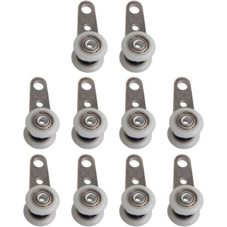 Lenkrollen, 10er Set, 45 x 19 mm, mit zwei Kunststoffrollen, für Schrank-, Fenster-, Schiebetüren