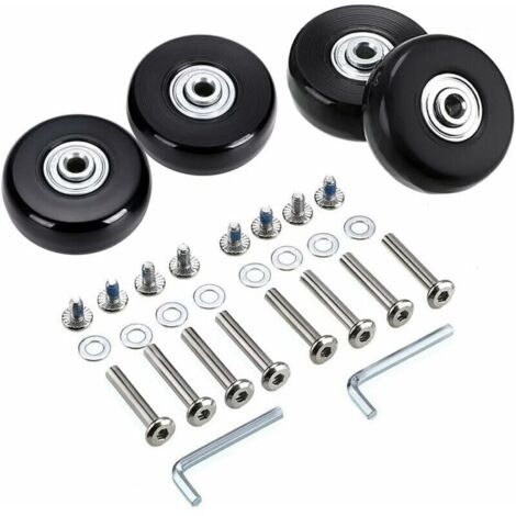 Lenkrollen, 4 Stück 50 x 18 mm Ersatzräder für Gepäckkoffer, Reparatursätze für Lenkrollenlager aus Gummi, Schwarz