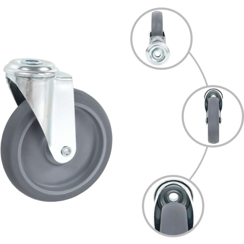 vidaXL 4 Stück Bewegliche Rollen mit Bolzenloch 125 mm