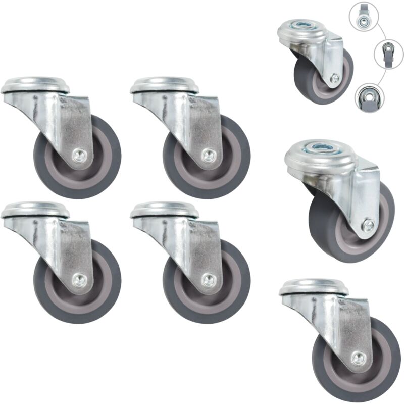 Image of Lenkrollen mit Bolzenloch 4 Stk. 50 mm - Lenkrolle - Lenkrollen - Schwenkrolle - Schwenkrollen