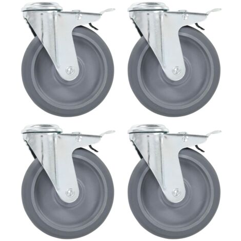 Lenkrollen mit Bolzenloch und Doppelbremsen 4 Stk. 125 mm