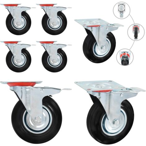 Lenkrollen mit Doppelbremsen 4 Stk. 125 mm - Lenkrollen - Doppelbremse - Industrierollen - Schubladenführung - Rollensatz - Home & Living