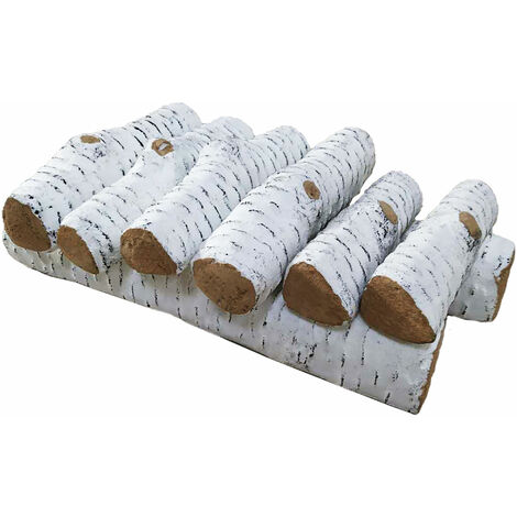 Leños decorativos de fibra cerámica en blanco para chimenea. Pack de 8 uds - Blanco