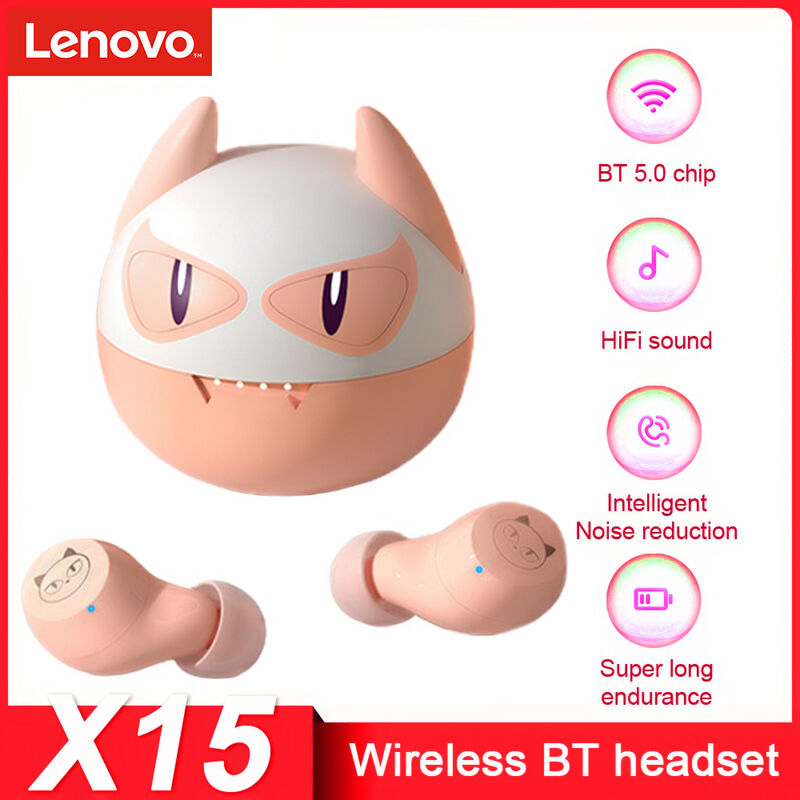 

X15 True Wireless Earbuds BT In-ear Cute Earphones w / Automatic Pairing / Smart Touch Control / HiFi Sound Colorful Animal Headsets, Rosa y blanco