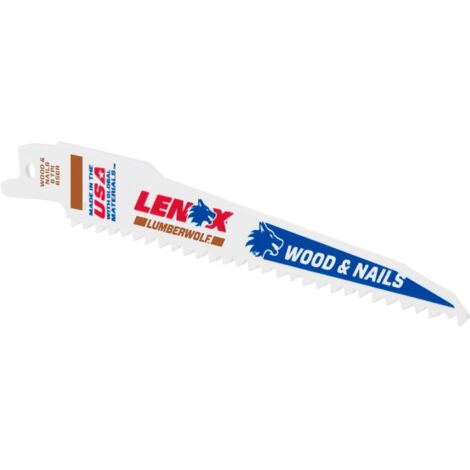 LENOX LumberWolf Reciprocating Saw Blade – 152mm x 11mm x 1.3mm, 6 TPI, Pack of 5