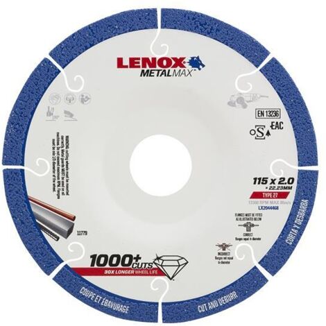Lenox Metalmax Diamond Blade 115mm x 2.0mm x 22.23mm for Metal Cutting, Model LX2044468