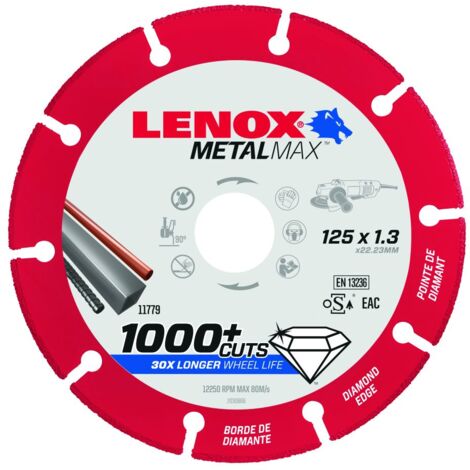 LENOX MetalMax - Disque diamant pour découpe métal 125 × 1,3 mm alésage 22,2 mm