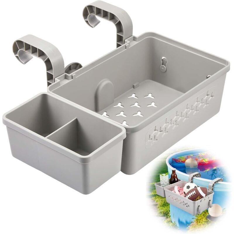 SNQ - L'ensemble de paniers de rangement pour piscine comprend un panier de piscine en plastique, un porte-gobelet, des accessoires de piscine
