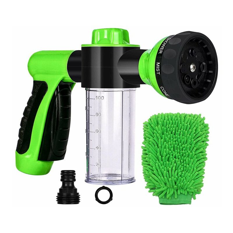 L'ensemble d'outils de bain pour animaux de compagnie comprend une rondelle moussante, un peigne en caoutchouc pour chien, un pulvérisateur de mousse