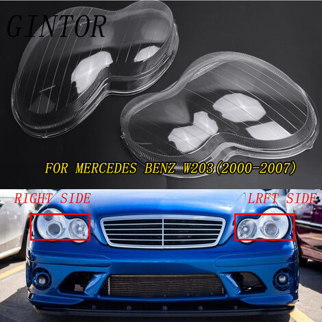 Lente de faro de coche, pantalla de cristal, cubierta de lámpara, pantalla de lente de faro para Mercedes Benz W203 Clase C 2000-2007,Right