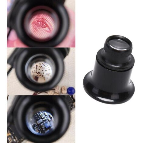 Lente d'ingrandimento 20x per gioielli, con illuminazione a LED e anello da tasca.