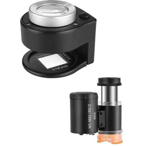 Lente d'ingrandimento 30X e mini microscopio 60X, lente d'ingrandimento da tavolo portatile in metallo, lente d'ingrandimento pieghevole per cucito