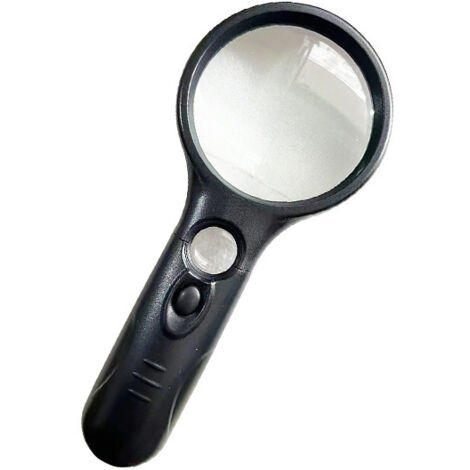 Lente d'ingrandimento 3x con 2 LED, luce e maniglia - Nera