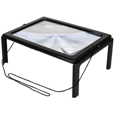 Lente d'ingrandimento a pagina intera, ingrandimento 3x, con 4 luci LED, da indossare al collo, pieghevole, portatile, a mani libere, con supporto, adatta ad anziani, bambini e ipovedenti.