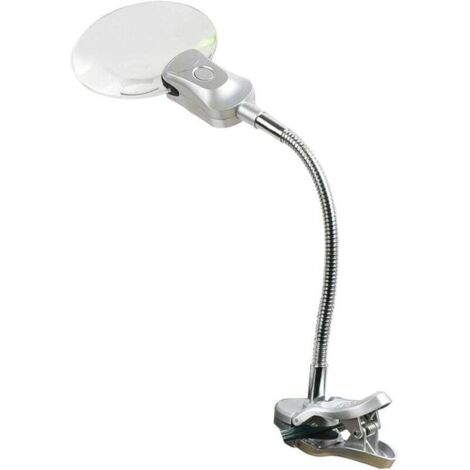 Lente d'ingrandimento con clip e lampada LED per riparazioni, metallo flessibile, per anziani, lettura, ricamo