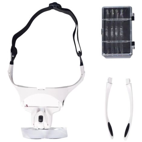 Lente d'ingrandimento illuminata con 2 LED per lettura, lavori di precisione, riparazioni, cucito, gioielleria, orologi e artigianato - 5 lenti rimovibili (da 1,0X a 3,5X)