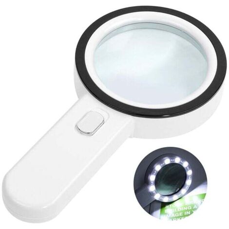 Lente d'ingrandimento illuminata per lettura KZQ, lente d'ingrandimento 30x con 12 luci LED, lente d'ingrandimento portatile, lente d'ingrandimento illuminata per lettura, gioielli, anziani, ipovedent