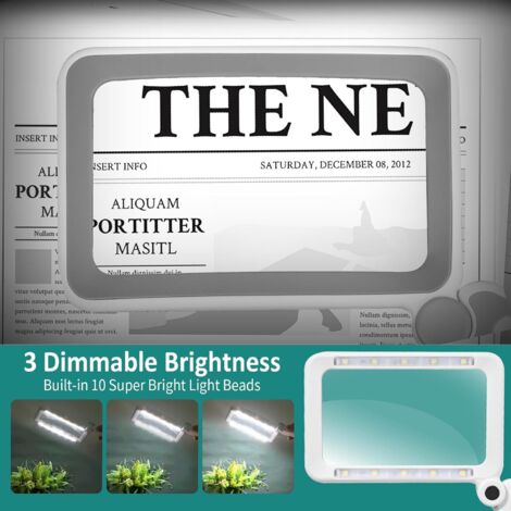 Lente d'ingrandimento, lente d'ingrandimento ricaricabile 4X con 10 luci LED, lente d'ingrandimento pieghevole illuminata per la lettura, lavori ravvicinati
